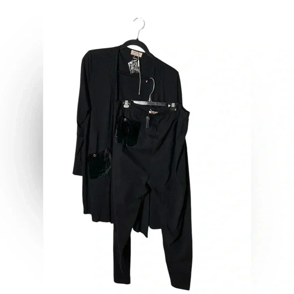 black open cardigan and pants set. Velvet patch pockets, XL.,NWT. Mina et Bina - Picture 4 of 15